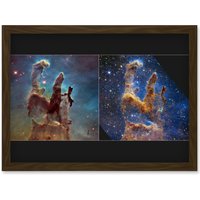 Artery8 NASA James Webb Hubble Comparison Space Telescope Pillars of Creation Eagle Nebula Artwork Framed Wall Art Print A4 in Brown