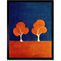 Artery8 Wall Art Print Abstract Matisse Style Trees Forest Painting Yellow Blue Orange Green Art Framed | Size: W12" x H16"