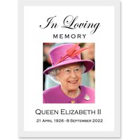 Artery8 In Loving Memory Her Majesty Queen Elizabeth II Portrait Artwork Framed Wall Art Print A4 in White