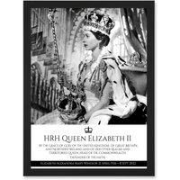 Artery8 HRH Queen Elizabeth II Coronation Portrait Commemorative Artwork Framed Wall Art Print A4 in Black
