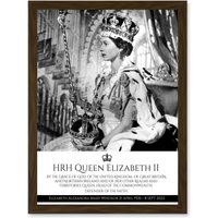 Artery8 HRH Queen Elizabeth II Coronation Portrait Commemorative Artwork Framed Wall Art Print A4 in Brown