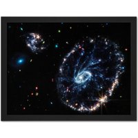 Artery8 Wall Art Print NASA James Webb Space Telescope Cartwheel Galaxy MIRI Image Poster Large Framed Wall Décor Art in Brown | Size: W18" x H24"
