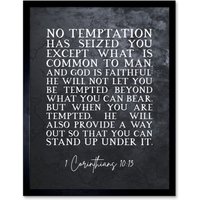 Artery8 Wall Art Print 1 Corinthians 10:13 He will Not Let You Be Tempted Christian Bible Verse Quote Scripture Typography Art Framed