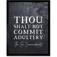 Artery8 Wall Art Print Ten Commandments Thou Shalt Not Commit Adultery Christian Bible Verse Quote Scripture Typography Art Framed