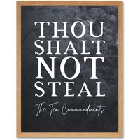 Artery8 Wall Art Print Ten Commandments Thou Shalt Not Steal Christian Bible Verse Quote Scripture Typography Art Framed | Size: W12" x H16"