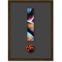 Artery8 Symbol Exclamation Mark Point Bright Planets Decorative Graffiti Mural Alphabet Initial Stencil Artwork Framed Wall Art Print A4 in Brown