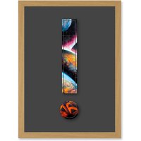Artery8 Symbol Exclamation Mark Point Bright Planets Decorative Graffiti Mural Alphabet Initial Stencil Artwork Framed Wall Art Print A4 in Light Oak