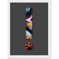 Artery8 Symbol Exclamation Mark Point Bright Planets Decorative Graffiti Mural Alphabet Initial Stencil Artwork Framed Wall Art Print A4 in White