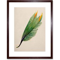 Artery8 Wall Art Print Tropical Bird of Paradise Leaf Botanical Artwork Framed 9X7 Inch in Brown | Size: W7" x H9"