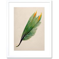 Artery8 Wall Art Print Tropical Bird of Paradise Leaf Botanical Artwork Framed 9X7 Inch in White | Size: W7" x H9"
