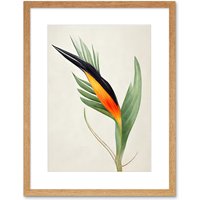 Artery8 Wall Art Print Tropical Bird of Paradise Flower Gold Black Artwork Framed 9X7 Inch in Beige | Size: W7" x H9"