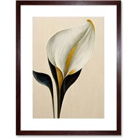 Artery8 Wall Art Print Elegant Modern Calla Lily Black Gold Beige Artwork Framed 9X7 Inch in Brown | Size: W7" x H9"