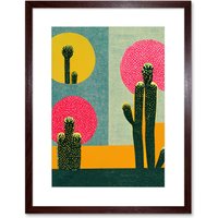 Artery8 Wall Art Print Surreal Pop Art Cholla Desert Cactus Artwork Framed 9X7 Inch in Brown | Size: W7" x H9"