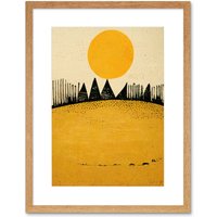 Artery8 Wall Art Print Minimalist Tribal Abstract Desert Yellow Painting Artwork Framed 9X7 Inch in Beige | Size: W7" x H9"