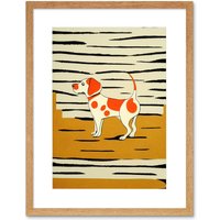 Artery8 Wall Art Print Beagle Dog Springer Orange on Mustard Spaniel Artwork Framed 9X7 Inch in Beige | Size: W7" x H9"
