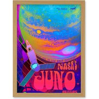 Artery8 NASA Juno Mission to Jupiter Psychedelic Artwork Framed Wall Art Print A4 in Light Oak