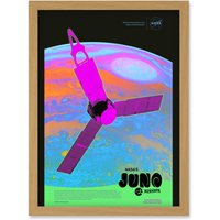 Artery8 NASA Jupiter Juno Mission Psychedelic Artwork Framed Wall Art Print A4 in Light Oak