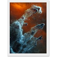 Artery8 NASA James Webb Telescope Ghostly Figures Pillars of Creation MIRI Image Artwork Framed Wall Art Print A4 in White