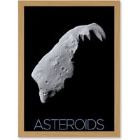 Artery8 NASA Asteroid 243 Ida Space Poster Artwork Framed Wall Art Print A4 in Light Oak