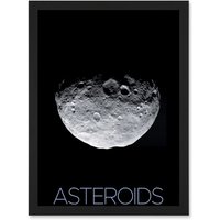 Artery8 NASA Asteroid Protoplanet Vesta North Pole Poster Artwork Framed Wall Art Print A4 in Black
