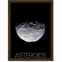 Artery8 NASA Asteroid Protoplanet Vesta North Pole Poster Artwork Framed Wall Art Print A4 in Brown