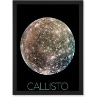 Artery8 NASA Galileo Spacecraft Jupiters Moon Callisto Poster Artwork Framed Wall Art Print A4 in Black