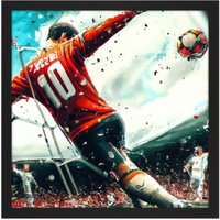 Artery8 Wall Art Print Football Soccer Striker Abstract Sport Painting Square Framed Picture 16X16 Inch in Black | Size: W16" x H16"