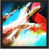 Artery8 Wall Art Print Volleyball Hand Sport Abstract Sport Painting Square Framed Picture 16X16 Inch in Black | Size: W16" x H16"