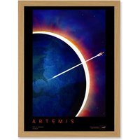 Artery8 NASA Artemis Moon Mission Visionary Lunar Space Travel Destination Poster Artwork Framed Wall Art Print A4 in Light Oak