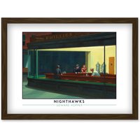 Artery8 Edward Hopper Nighthawks Iconic Realist Painting Artwork Framed Wall Art Print A4 in Brown