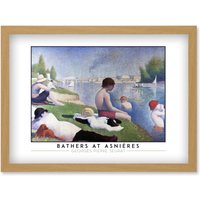 Artery8 Georges Pierre Seurat Bathers At Asnières Painting Artwork Framed Wall Art Print A4 in Light Oak