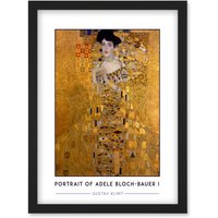 Artery8 Gustav Klimt Portrait Of Adele Bloch-Bauer I The Lady in Gold Painting Artwork Framed Wall Art Print A4 in Black