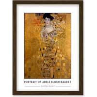 Artery8 Gustav Klimt Portrait Of Adele Bloch-Bauer I The Lady in Gold Painting Artwork Framed Wall Art Print A4 in Brown