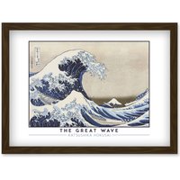 Artery8 Katsushika Hokusai The Great Wave or Under the Wave Off-Kanagawa Painting Artwork Framed Wall Art Print A4 in Brown