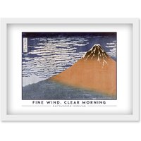 Artery8 Katsushika Hokusai Fine Wind, Clear Morning Mount Fuji Painting Artwork Framed Wall Art Print A4 in White