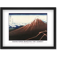 Artery8 Katsushika Hokusai Rainstorm Beneath The Summit Mount Fuji Painting Artwork Framed Wall Art Print A4 in Black