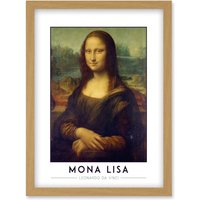 Artery8 Leonardo Da Vinci Mona Lisa Portrait Painting Artwork Framed Wall Art Print A4 in Light Oak