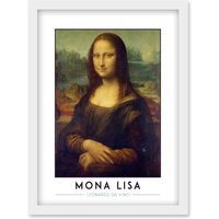 Artery8 Leonardo Da Vinci Mona Lisa Portrait Painting Artwork Framed Wall Art Print A4 in White