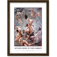 Artery8 Luis Ricardo Falero Witches Going To Their Sabbath Painting Artwork Framed Wall Art Print A4 in Brown