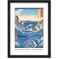 Artery8 Utagawa Hiroshige Naruto Whirlpool Awa Province Painting Artwork Framed Wall Art Print A4 in Black