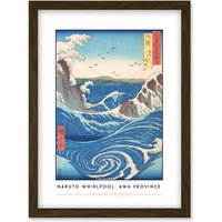 Artery8 Utagawa Hiroshige Naruto Whirlpool Awa Province Painting Artwork Framed Wall Art Print A4 in Brown