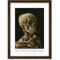 Artery8 Vincent Van Gogh Head Of A Skeleton With A Burning Cigarette Painting Artwork Framed Wall Art Print A4 in Brown