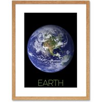 Artery8 Wall Art Print NASA Our Solar System Earth Planet Blue Marble Space Artwork Framed 9X7 Inch in Beige | Size: W7" x H9"