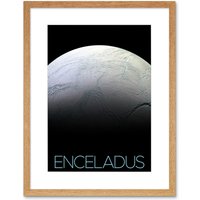 Artery8 Wall Art Print NASA Our Solar System Enceladus Saturn's Moon Surface Artwork Framed 9X7 Inch in Beige | Size: W7" x H9"