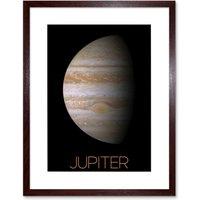 Artery8 Wall Art Print NASA Our Solar System Jupiter Planet Image Red Spot Artwork Framed 9X7 Inch in Brown | Size: W7" x H9"