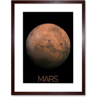 Artery8 Wall Art Print NASA Our Solar System Mars Planet Hemisphere Image Artwork Framed 9X7 Inch in Brown | Size: W7" x H9"