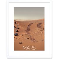 Artery8 Wall Art Print NASA Our Solar System Mars Rover Planet Surface Image Artwork Framed 9X7 Inch in White | Size: W7" x H9"
