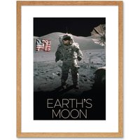 Artery8 Wall Art Print NASA Our Solar System Moon Surface Apollo 17 Astronaut Artwork Framed 9X7 Inch in Beige | Size: W7" x H9"