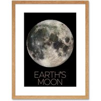 Artery8 Wall Art Print NASA Our Solar System Earth's Moon Lunar Galileo Image Artwork Framed 9X7 Inch in Beige | Size: W7" x H9"