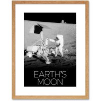 Artery8 Wall Art Print NASA Our Solar System Earth's Moon Apollo 12 Lunar Surveyor Artwork Framed 9X7 Inch in Beige | Size: W7" x H9"